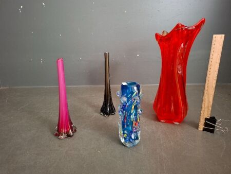 4 Chinese Art Glass Vases