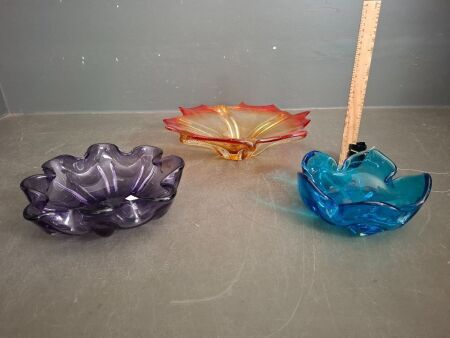 3 Japanese Glass Fruit Bowls