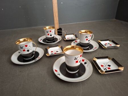 Cmielow Poland Porcelain Card Playing Tea Set