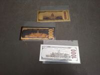 Three USA Donald Trump Gold and Silver Foil Novelty Bank Notes