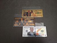 Three USA Donald Trump Gold and Silver Foil Novelty Bank Notes - 2