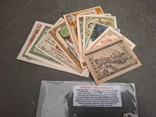 Early 1920s Germany NOTGELD Emergency Money Banknote Collection