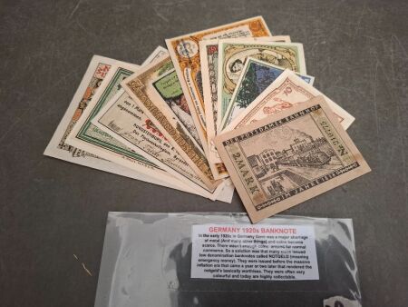 Early 1920s Germany NOTGELD Emergency Money Banknote Collection