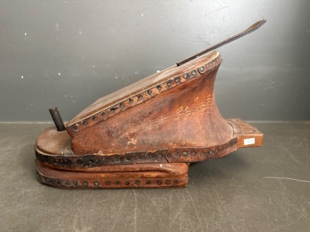 Vintage Large Leather and Wood Foot Operated Bellow