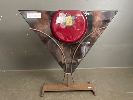 Mark Hines Sculptural Art Glass Vase in Iron Stand
