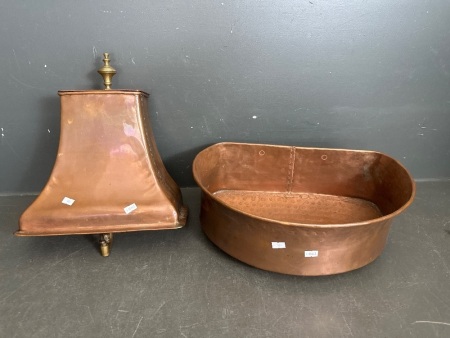 Copper Wall Mounted Water Fountain from France c 1900s