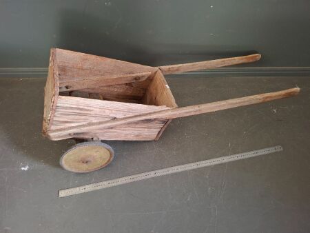 Antique Wooden Pull Trolley/Wheel Barrow Wagon