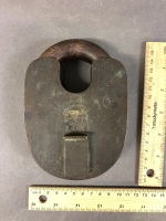Vary Rare XL Chubb's New Patent 5.75" Brass & Iron Padlock c1837-38 with Original Key - 2