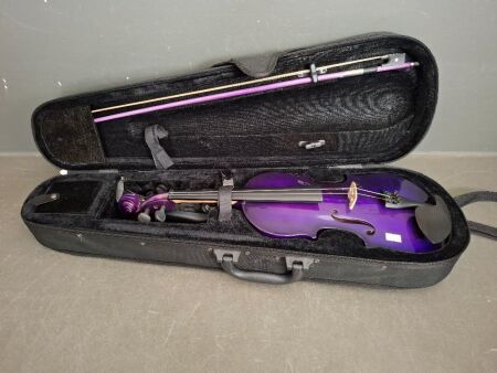Purple Ashton Violin in Case with Accessories