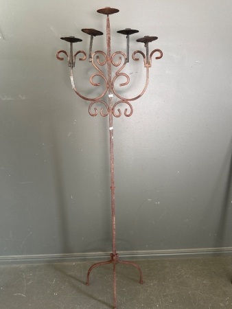 Mid Century Metal Floor Candle Holder