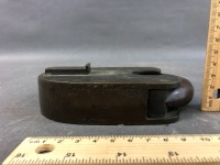 Vary Rare XL Chubb's New Patent 5.75" Brass & Iron Padlock c1837-38 with Original Key - 7