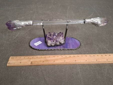 Amethyst Double Point Crystal Wand on Stand