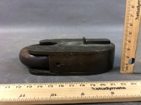 Vary Rare XL Chubb's New Patent 5.75" Brass & Iron Padlock c1837-38 with Original Key - 9