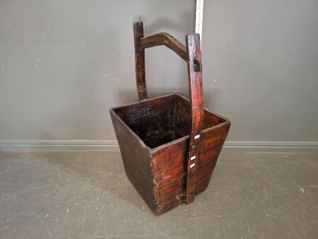 Antique Asian Wooden Basket