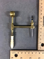 Rare, Late Victorian Pocket Fleaglass, Folding Botanical Microscope. Brass with Bone Handle in Original 2 Part Board Case - 2