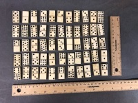 Rare Antique Mahogany Boxed Full Set of 55 Bone 'Double Nine' Dominoes c1860's - 3