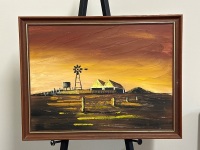 Dusk Outback Scene Oil on Board&nbsp;