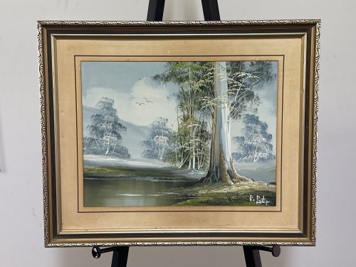 Natural Landscape Oil on Board By K Peter