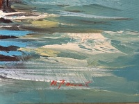 Mid Century Oil on Board of Sailboats at Sea - Signed Bottom Corner - 4