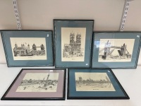 5 London Landmark Sketches Prints