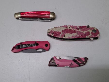 Lot of 4 Pink Pocket Knives