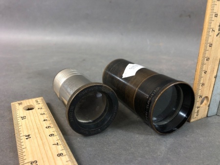 2 Rare Vintage Waterworth Hobart Lenses. Black Lens is 5" Focal Length & Silver Antares Lens is 2" Focal Length