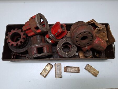 Tray of Pipe Threaders/Cutters and Pipe Dies