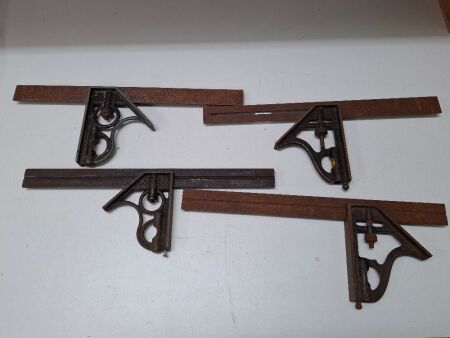 4 x Vintage Joiners Tools - 12 inch Sliding Rule