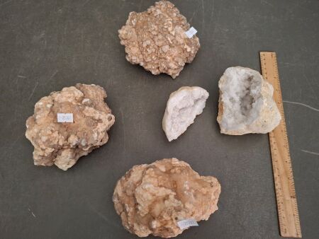 3 Crystal Geodes & Cracked Crystal Geode - From Morocco