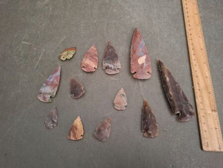Dozen Flint Stone Arrowheads