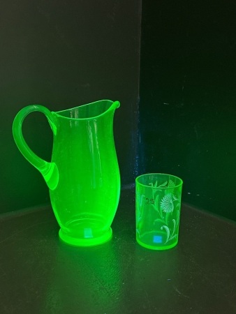 Uranium Glass Jug and Cup