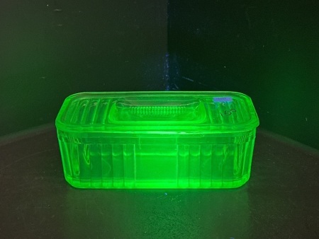 Uranium Glass Lidded Butter Dish