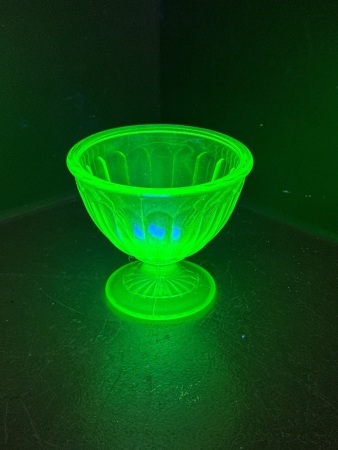 Vasoline Uranium Glass Pedestal Dish