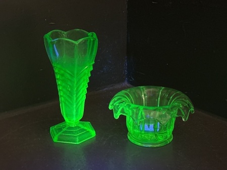 2 Uranium Glass Vases