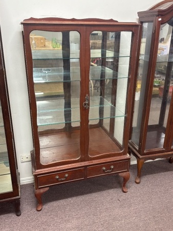 Glass Display Cabinet with 2 Drawers