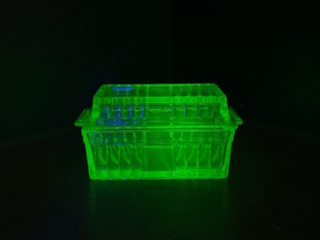 Uranium Glass Lidded Butter Dish