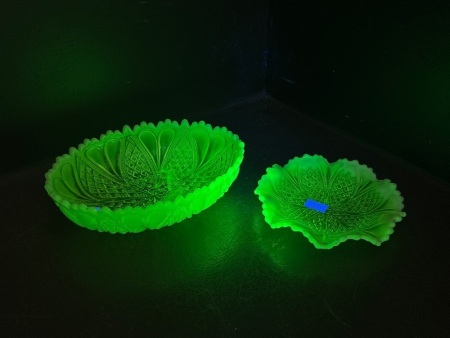 Vasoline Uranium Glass Bowl and Saucer