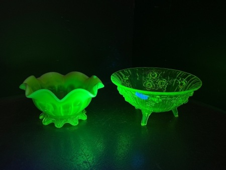 2 Vasoline Uranium Glass Bowls