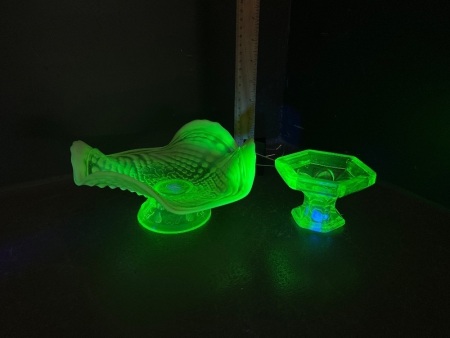 Vasoline Uranium Glass Dish and Cup