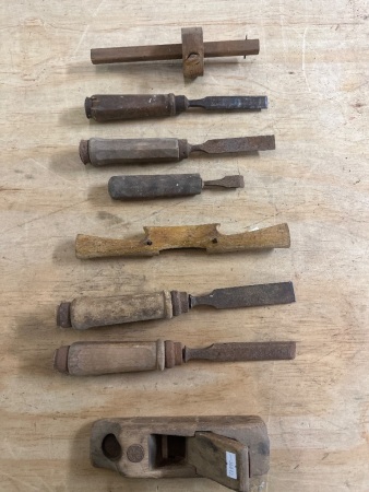 Vintage Wood Chisels, Spake Shave, and Plane