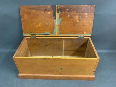 Antique Craftsman Made Kauri Pine Chest with Brass Handles