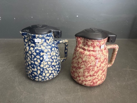 2 x Koster Speckled / Mottled Ceramic pottery Jugs ( 1 cord )