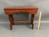 Large Antique Red Cedar Piano Stool