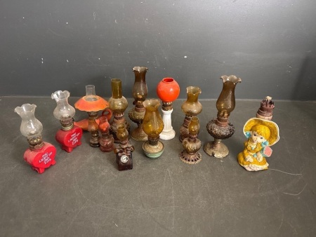 Large Selection of Vintage Orange and Red Miniature Lanterns