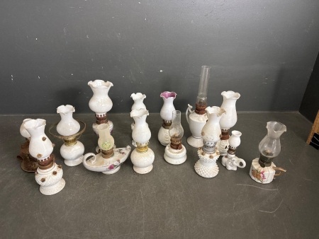 Large Selection of Vintage White and Floral Miniature Lanterns