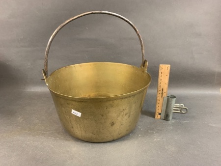 Antique Brass Preserve Pan with Iron Handle