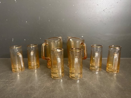 Peach Carnival Glass Pitchers & Mugs