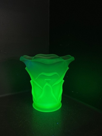 Uranium Glass Vase with (frog not Uranium)