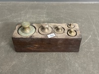 Set of Brass Weights in Wooden Container