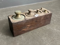 Set of Brass Weights in Wooden Container - 2